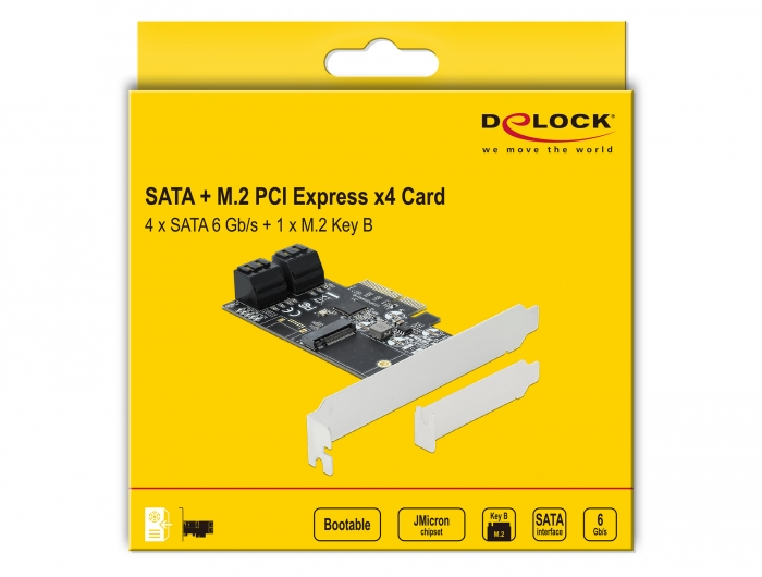 Delock 90396 Speicher-Controller 4 SATA 1 M.2 PCIe 3.0 x4 Low Profile