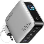 UGREEN 100W GaN Tech Nexode Pro Fast Wall Charger with Smart Display & Touch Control Grey. 5-in-1, 1x USB-A &, 4x USB-C (65620)
