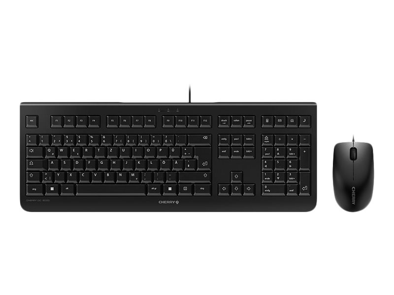 CHERRY DC 2000 Tastatur-und-Maus-Set USB Deutsch Schwarz
