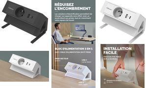 Fellowes Tisch-Steckdosenleiste Power Desk, Typ E, weiß (100137175)