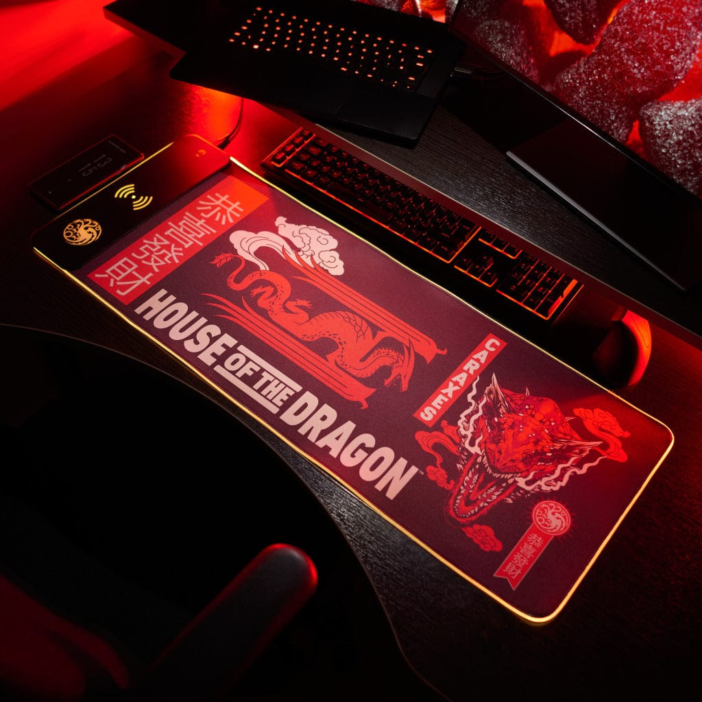 Numskull Gaming-Mauspad House of the Dragon mit Wireless Ladegerät 80 x 30 cm Schwarz