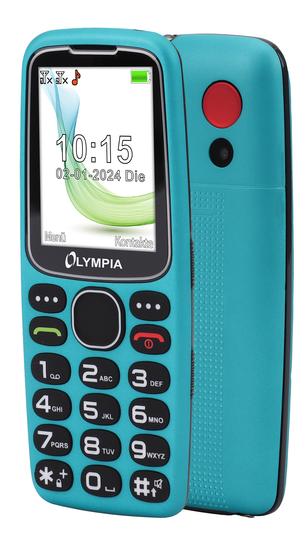 Olympia Star 2,4" Mobiltelefon Dual-SIM Großtasten Schwarz, Türkis