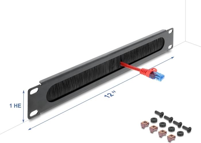 Delock 12? Kabelmanagement Bürstenleiste 1 HE dunkelgrau (67465)