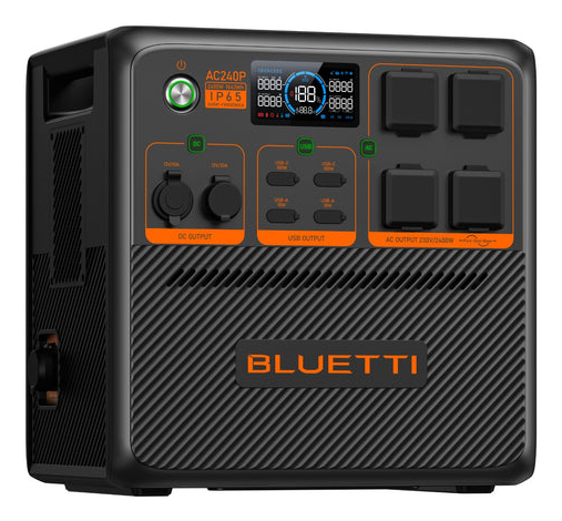 Bluetti PowerOak AC240P Tragbare Powerstation 2400 W 1843 Wh LiFePO4 IP65 Schwarz/Orange