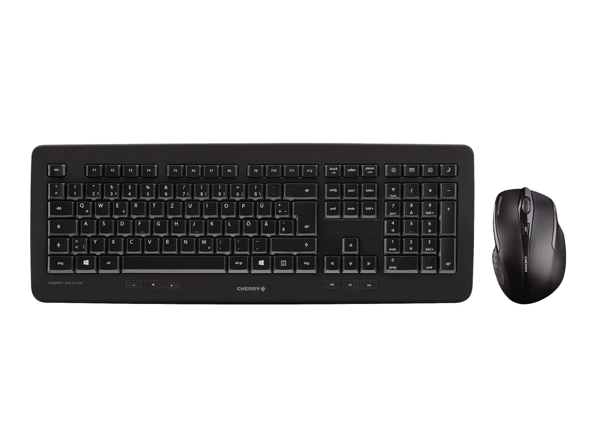 Cherry DW 5100 Tastatur-und-Maus-Set - 2.4 GHz - US Englisch mit Euro-Symbol - Schwarz
