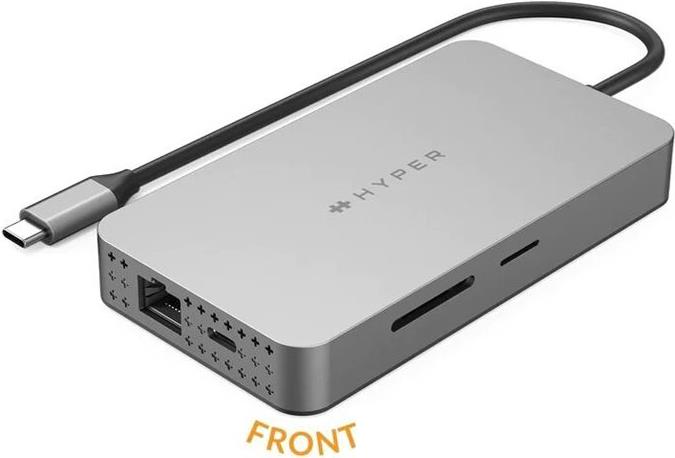 Hyper HyperDrive Duel HDMI 10-in-1 Travel Dock USB-C 100 W Power Delivery Edelstahl