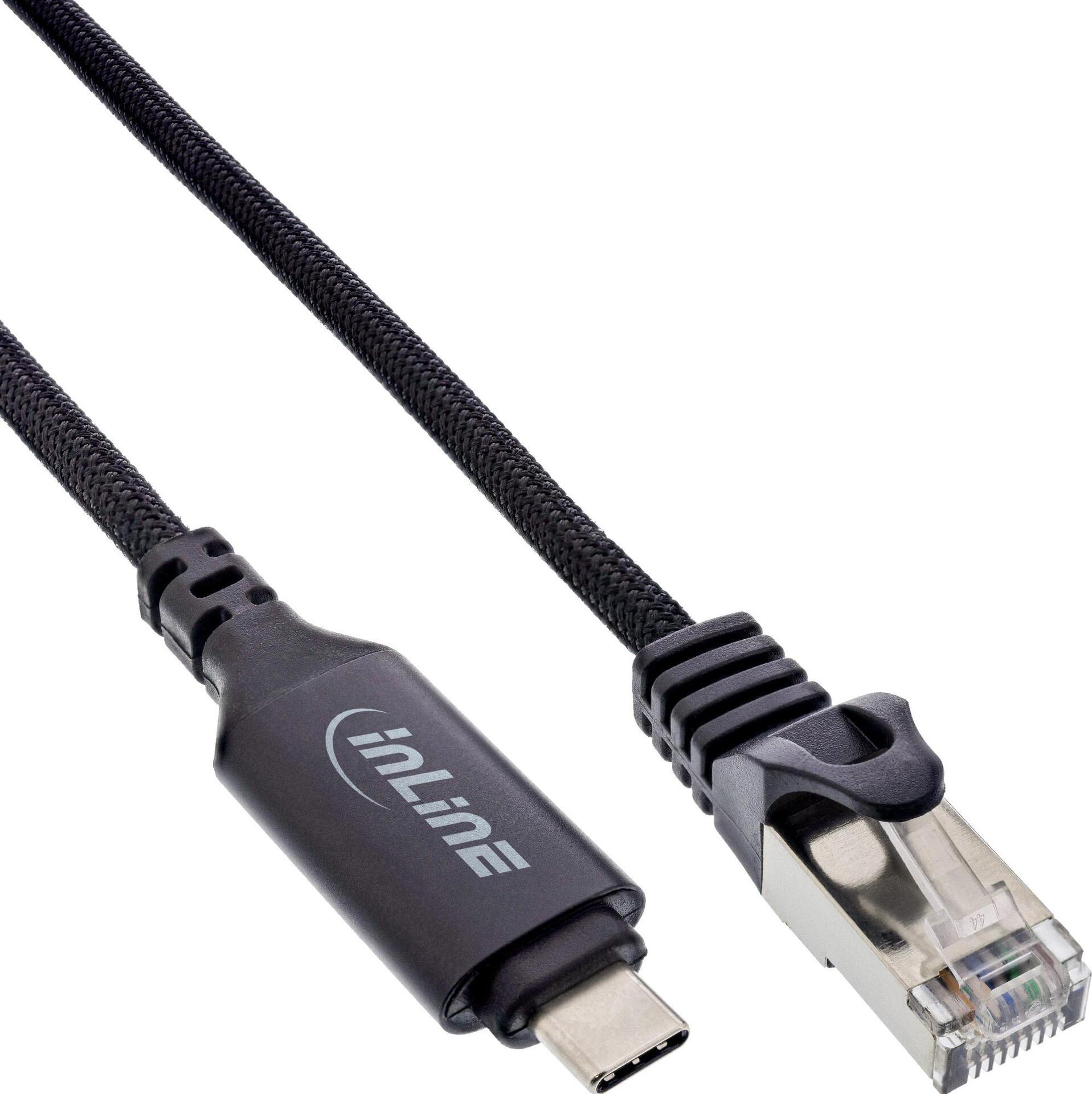 InLine® USB 3.2 Netzwerkadapter Kabel, Gigabit, USB-C zu RJ45 Stecker, 2m (33381A)