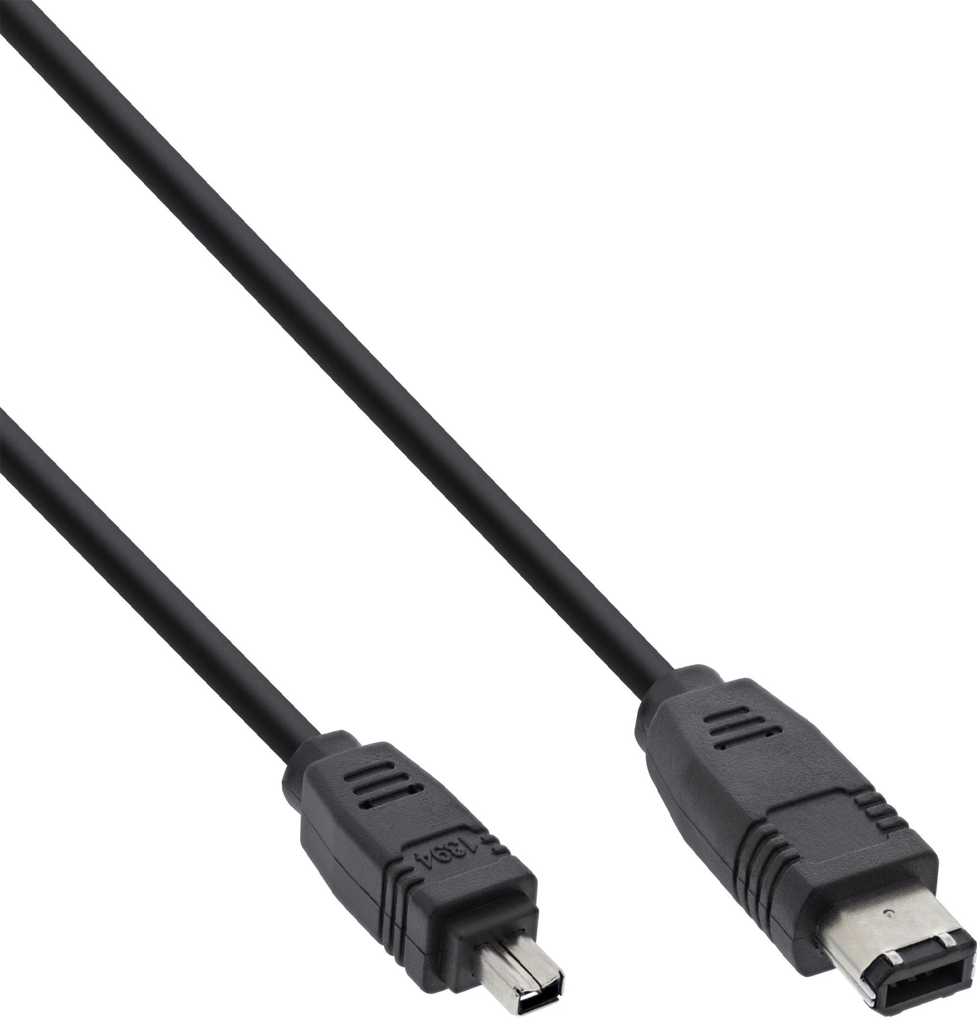 InLine FireWire-Kabel IEEE1394 6-polig zu 4-polig 1.8m Schwarz
