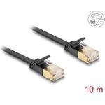 Delock RJ45 Netzwerkkabel Cat.6A Stecker zu Stecker mit robuster Rastnase und Cat.7 Rohflachbandkabel U/FTP 10 m schwarz (80350)
