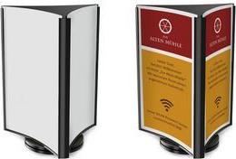 deflecto Tischaufsteller, drehbar, 3-seitig, DIN A5 Sockel aus Polystyrol, Seiten aus PMMA, Rahmen aus PVC, - 1 Stück (601A5RD)