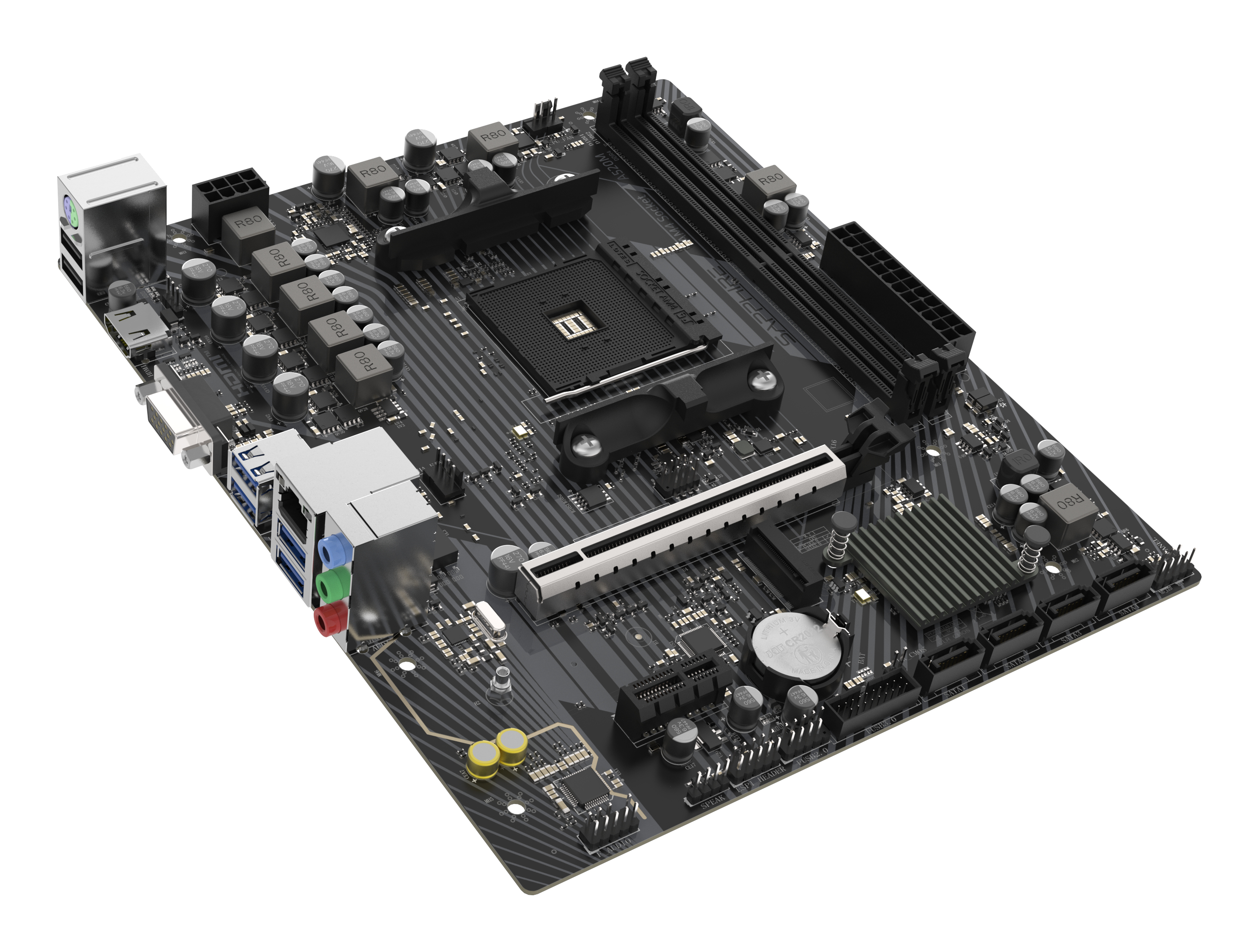 Sapphire A520M-E Mainboard Micro ATX Socket AM4 AMD A520 Schwarz