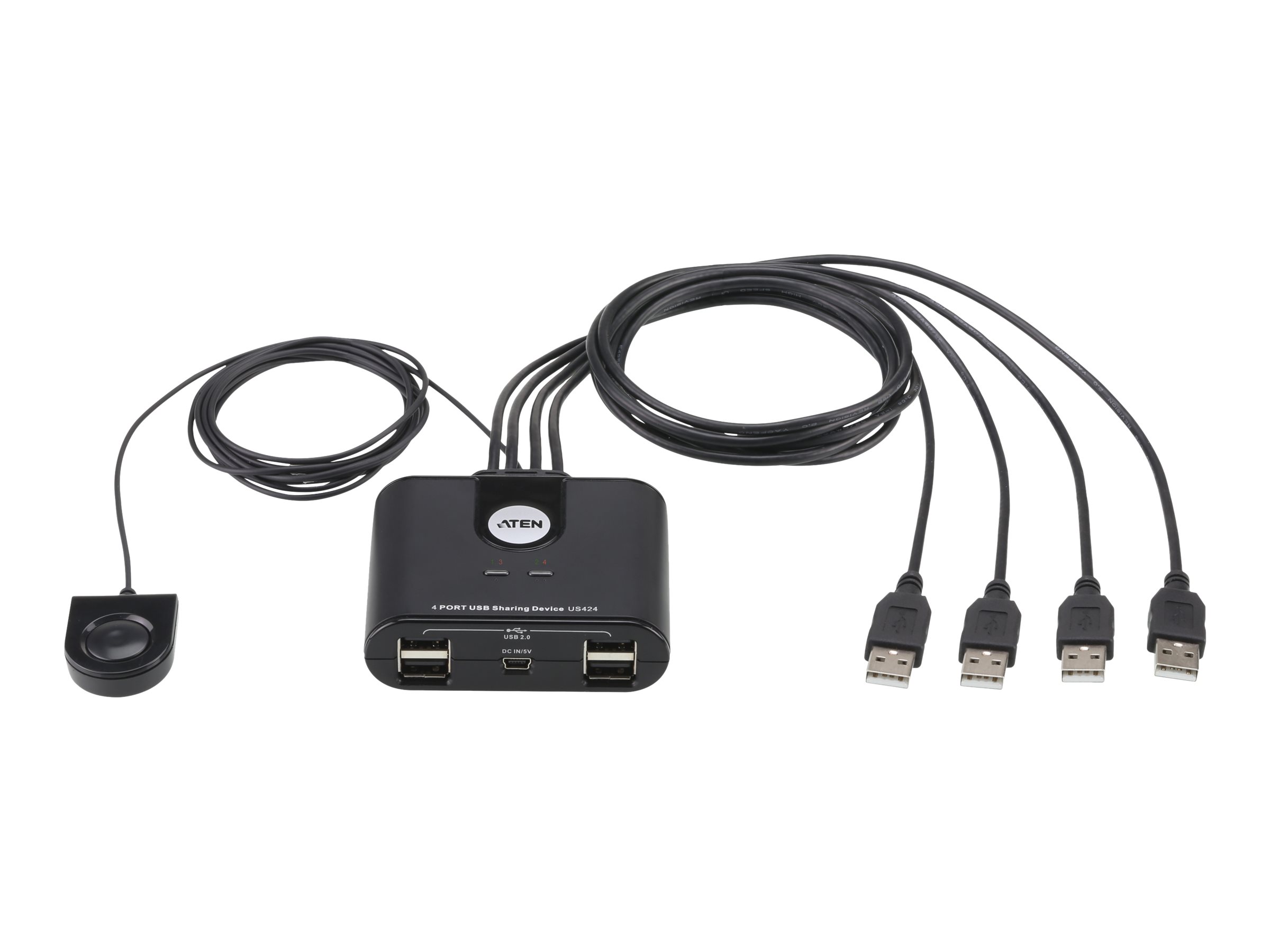 ATEN US424 USB 2.0 Peripherie-Freigabe-Switch 4 Ports Schwarz
