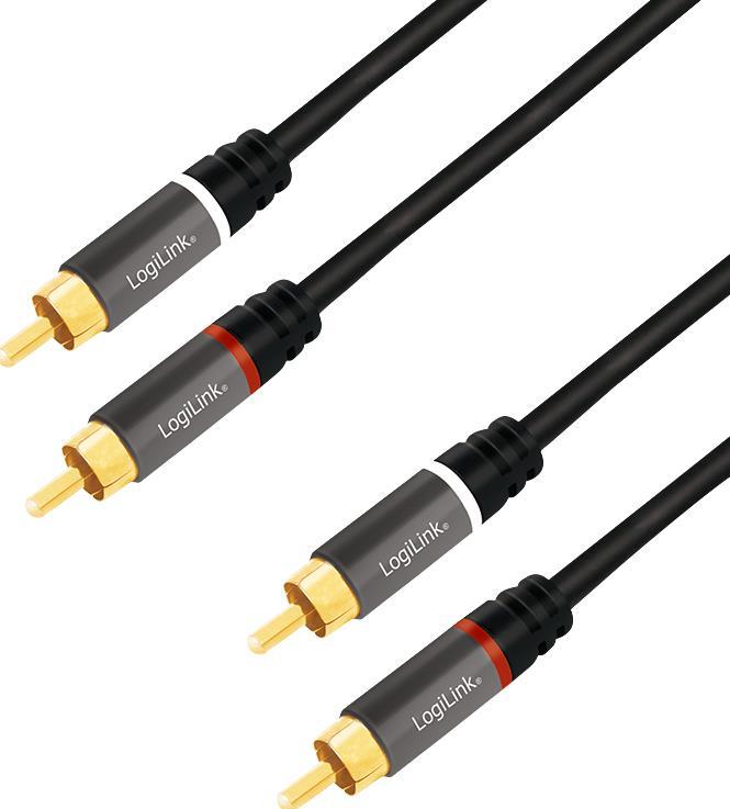 LogiLink CA1202 Audio-Kabel 1 m 2 x RCA Schwarz (CA1202)
