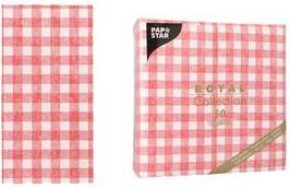 PAPSTAR Bistro-Servietten "ROYAL Collection Vichy Karo" aus Tissue, 1/8 Falz, 4-lagig, Maße: 400 x 400 mm - 1 Stück (37380)