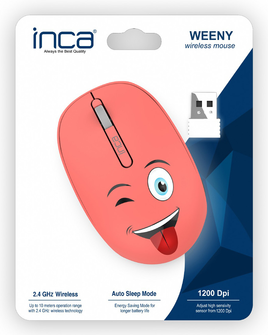 INCA WEENY Kabellose Maus 1200 DPI 3 Tasten 2,4 GHz USB-A Orange