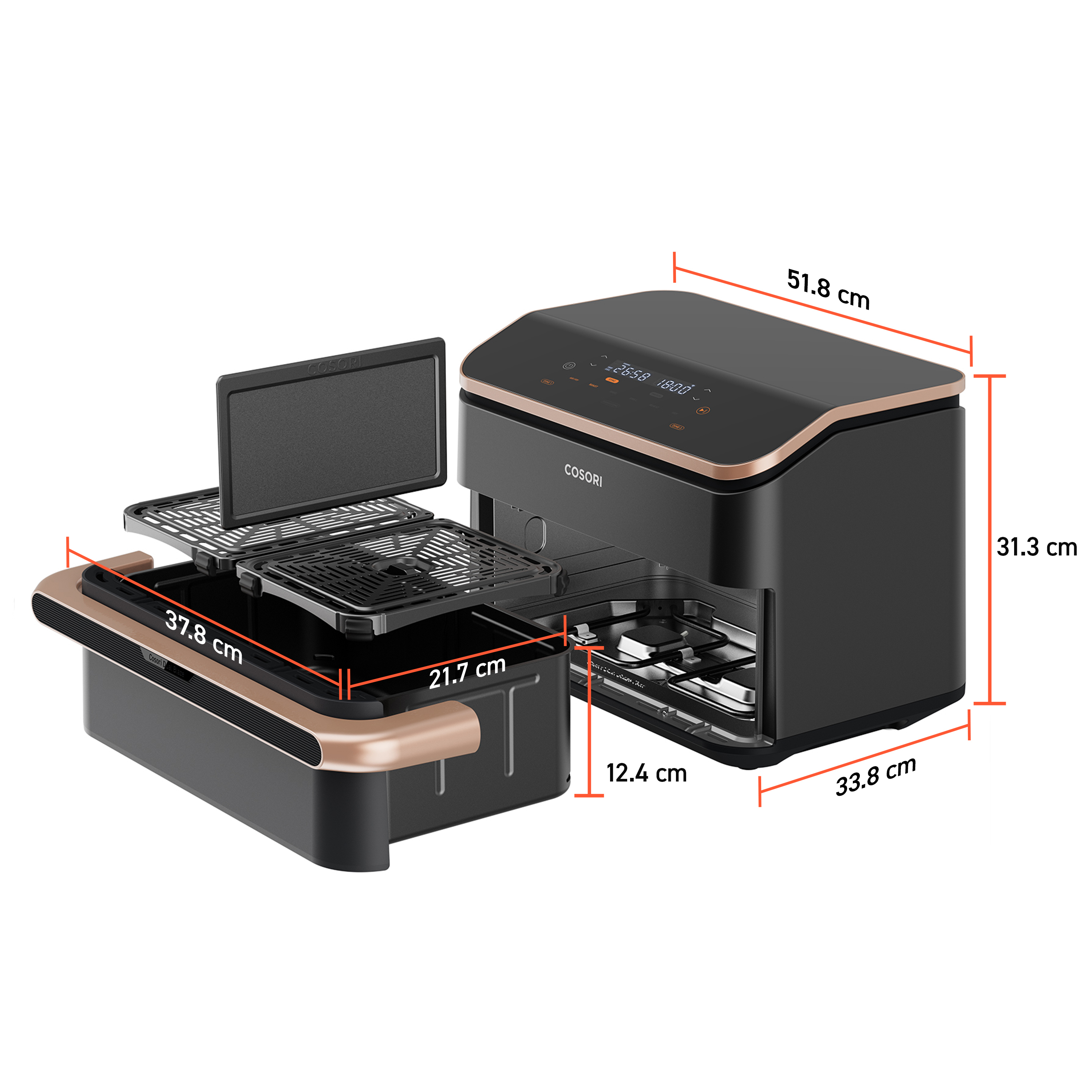 Cosori Dual Blaze TwinFry CAF-TF101S-AEUR 10 l 2800 W Dunkles Grau, Roségold