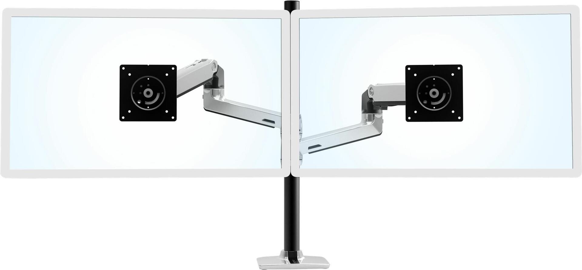 Ergotron LX Dual Stacking Arm Tall Pole Tischhalterung für 2 Monitore bis 40" Poliertes Aluminium mit schwarzen Akzenten