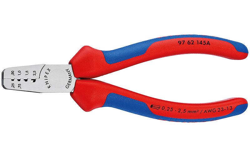 Knipex 97 62 145 A Crimpzange für Aderendhülsen 14,5 cm Schwarz, Rot, Silber