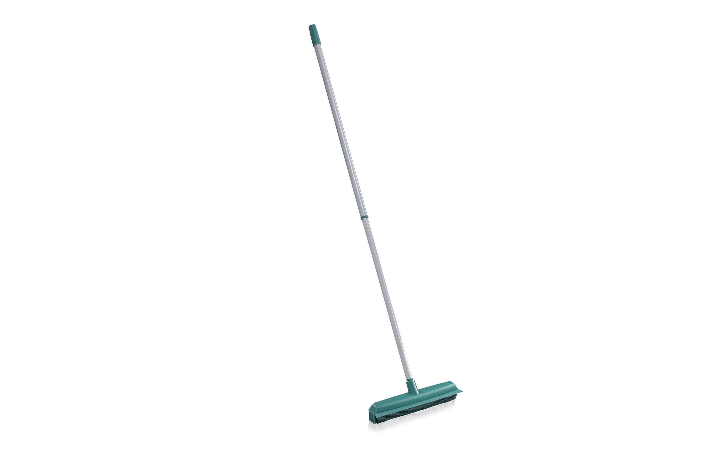 Leifheit Supra Besen mit Teleskopstiel, Kautschuk, 35 cm, Grün/Grau