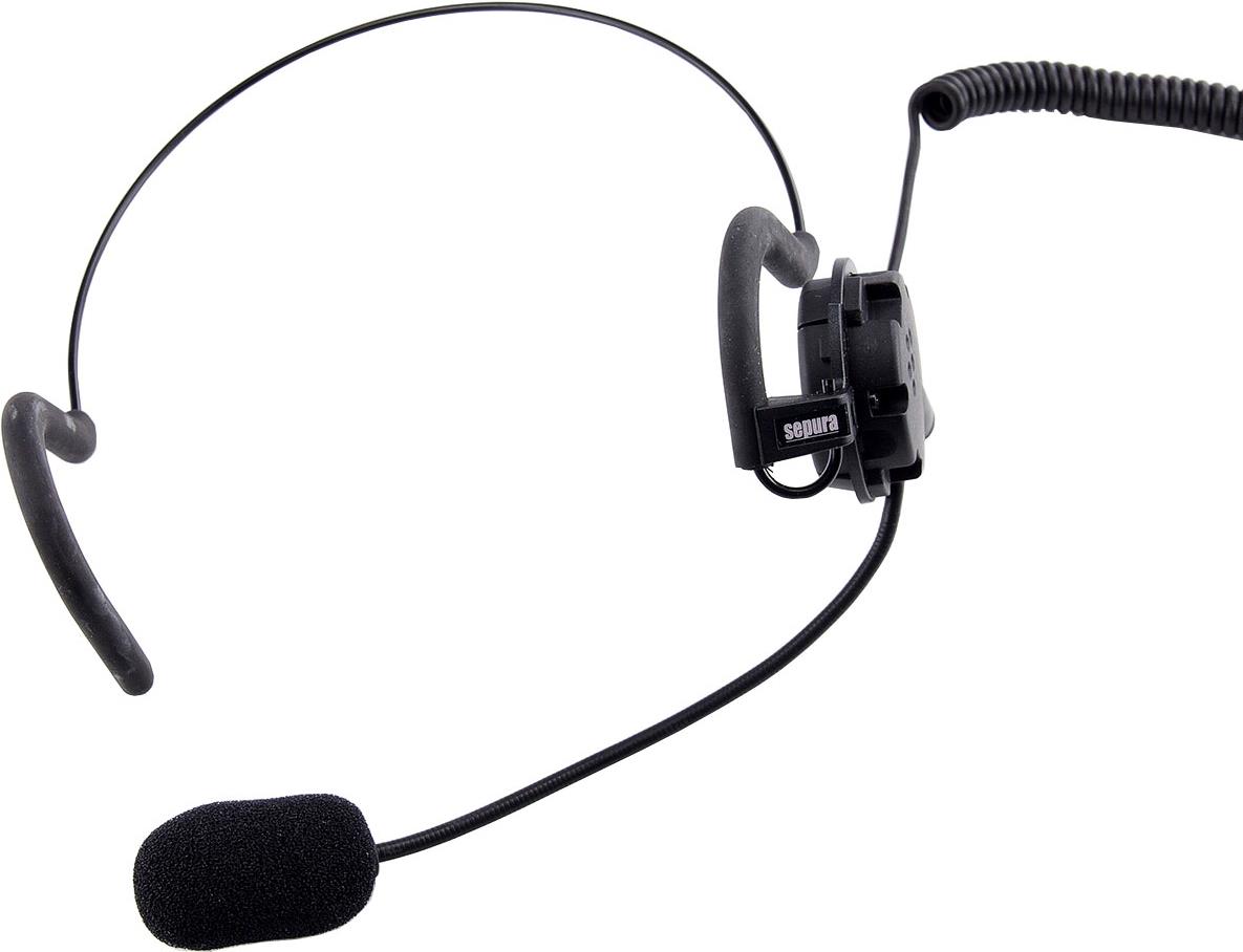 Sepura Leichtes Hinterkopf-Headset, ATEX, mit 4 poligem Stecker zum Anschluss an Sepura STP8X wird eine passende PTT-Einheit mit 4-poliger Buchse benötigt - bitte separat bestellen! einseitiger Ohrhörer mit Bügelmikrofon, Anschlusskabel mit 4poligem Stecker (300-00854)