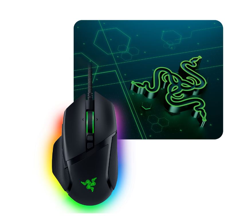 Razer MOBA Bundle Basilisk V3 Gaming-Maus + Goliathus Mobile Mauspad Schwarz
