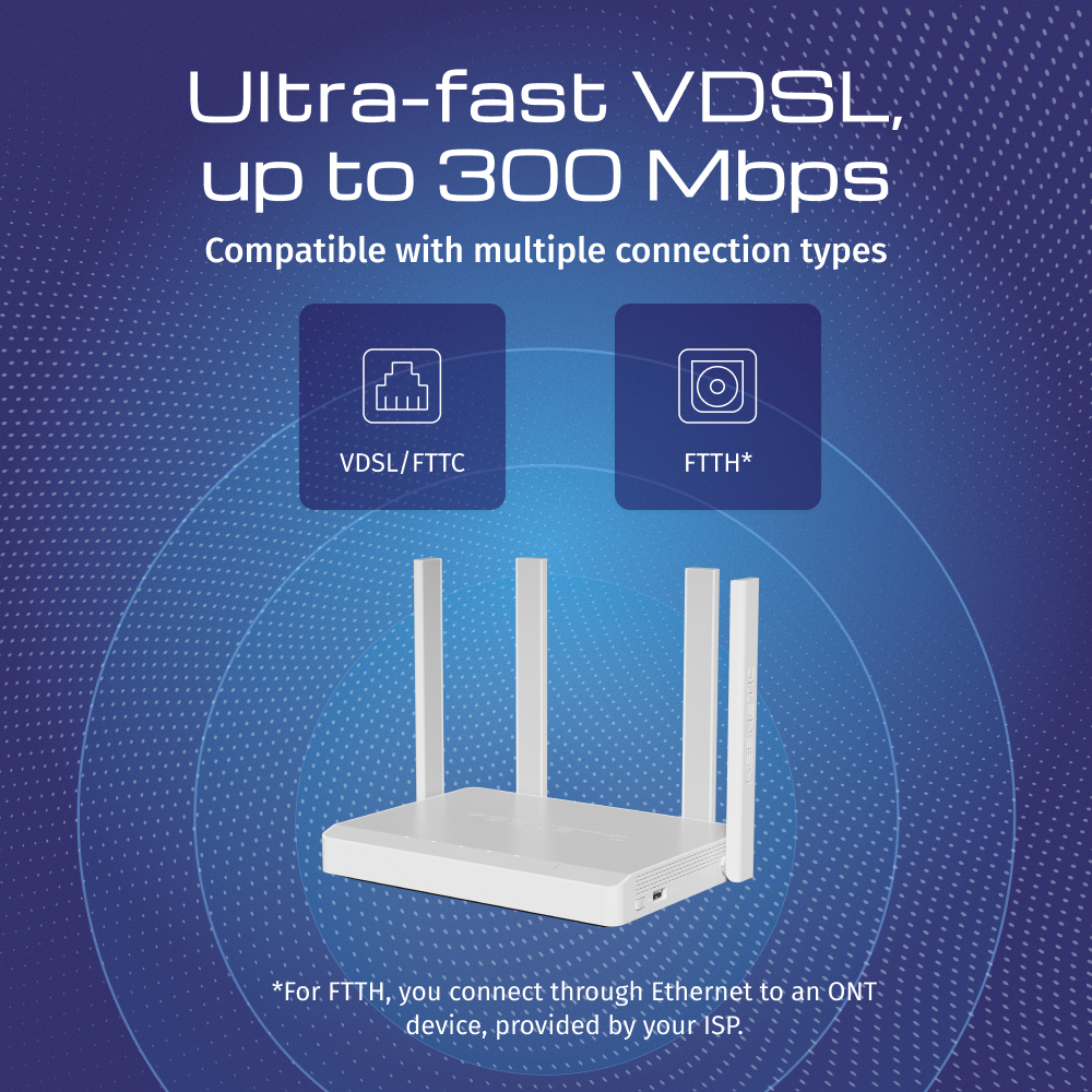 Keenetic Hopper DSL KN-3610-01EN AX1800 Mesh Wi-Fi 6 Gigabit VDSL Router Grau, Weiß