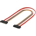 SATA Verlängerungskabel, SATA 22 Pin Stecker an SATA 22 Pin Buchse (5V + 12V), 0,5 m zur Verlängerung einer SATA Daten- und Stromschnittstelle zum Anschluss diverser Geräte mit 22 Pin SATA (147500)