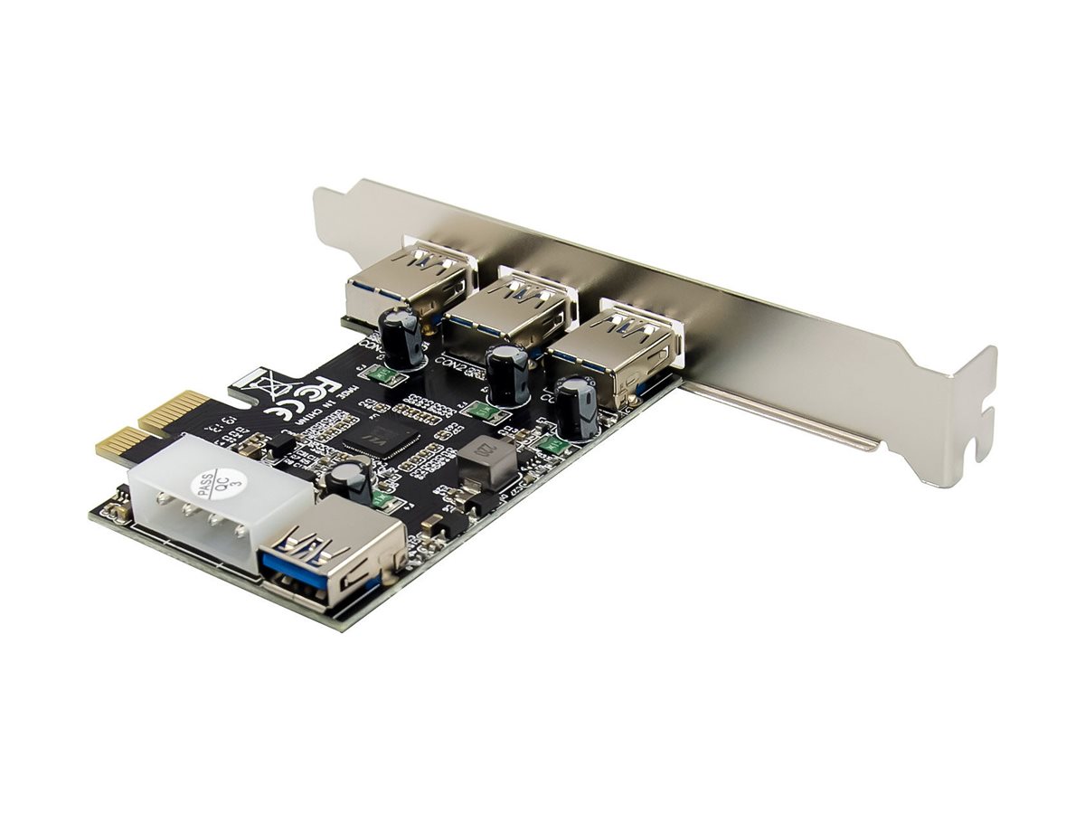 InLine PCIe 2.0 Karte 3+1x USB 3.2 Gen.1 mit Molex 4-Pin Stromanschluss