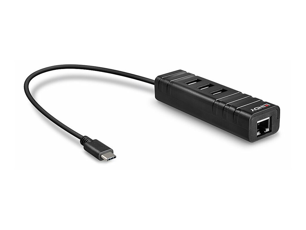 Lindy USB 3.2 Type C Hub & Gigabit Ethernet Converter Schwarz