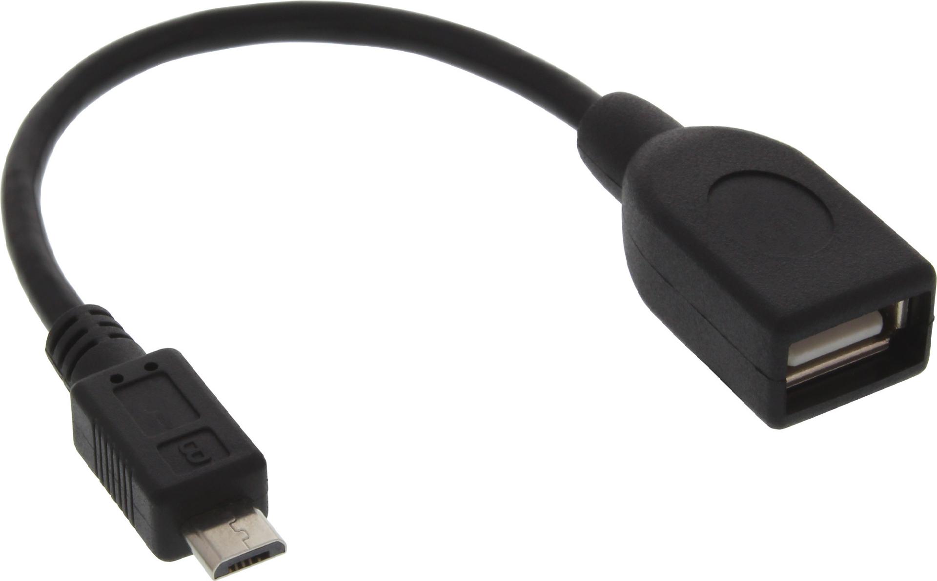 InLine Micro-USB OTG Adapterkabel Micro-B Stecker an USB A Buchse 15 cm Schwarz
