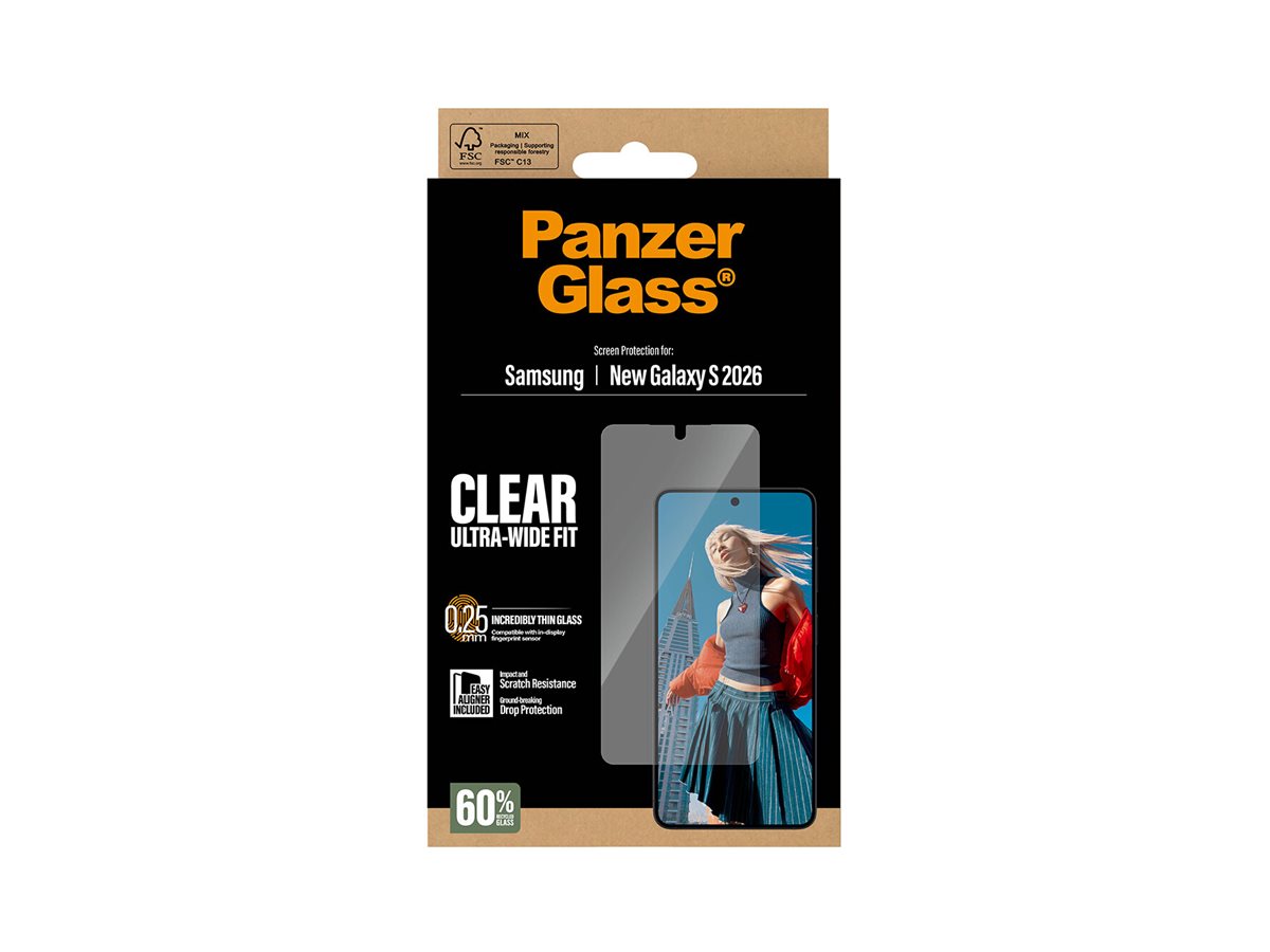 PanzerGlass Displayschutzglas Ultra-Wide Fit mit EasyAligner für Samsung Galaxy S26 | Transparent