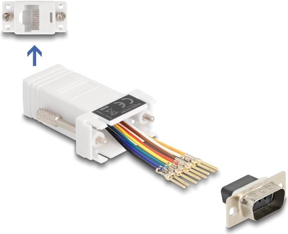 Delock D-Sub 9 Pin Stecker zu RJ45 Buchse Montagesatz weiß (67102)