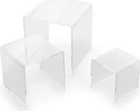 deflecto Podest quadratisch, transparent, 3er Set aus kristallklarem, hochwertigem Acryl, polierte - 1 Stück (DB-S3-6)