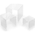 deflecto Podest quadratisch, transparent, 3er Set aus kristallklarem, hochwertigem Acryl, polierte - 1 Stück (DB-S3-6)