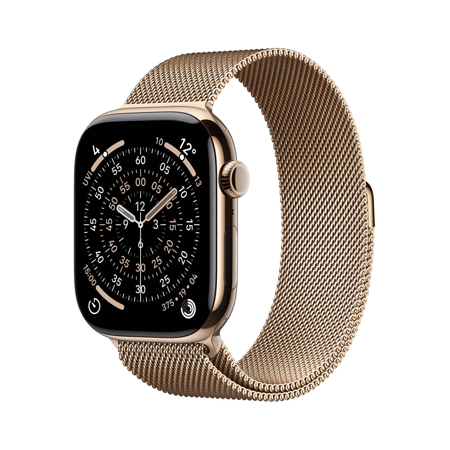 Apple Watch Series 11 GPS + Cellular 46mm Gold Titanium Case with Gold Milanese Loop - M/L (MFD84ZR/A)