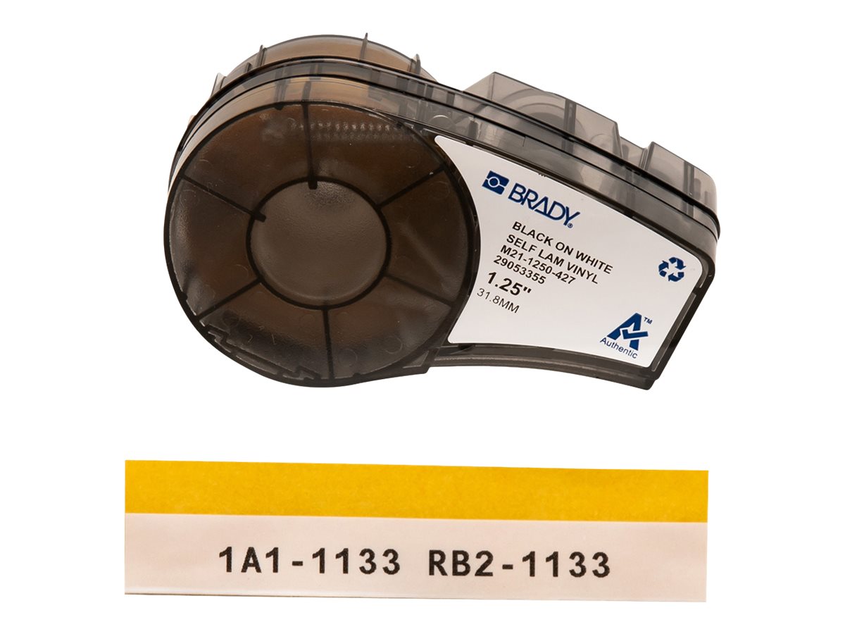 Brady B-427 Selbstlaminierende Vinyl-Etiketten 31,75 mm x 4,27 m Schwarz auf Weiß/Transparent
