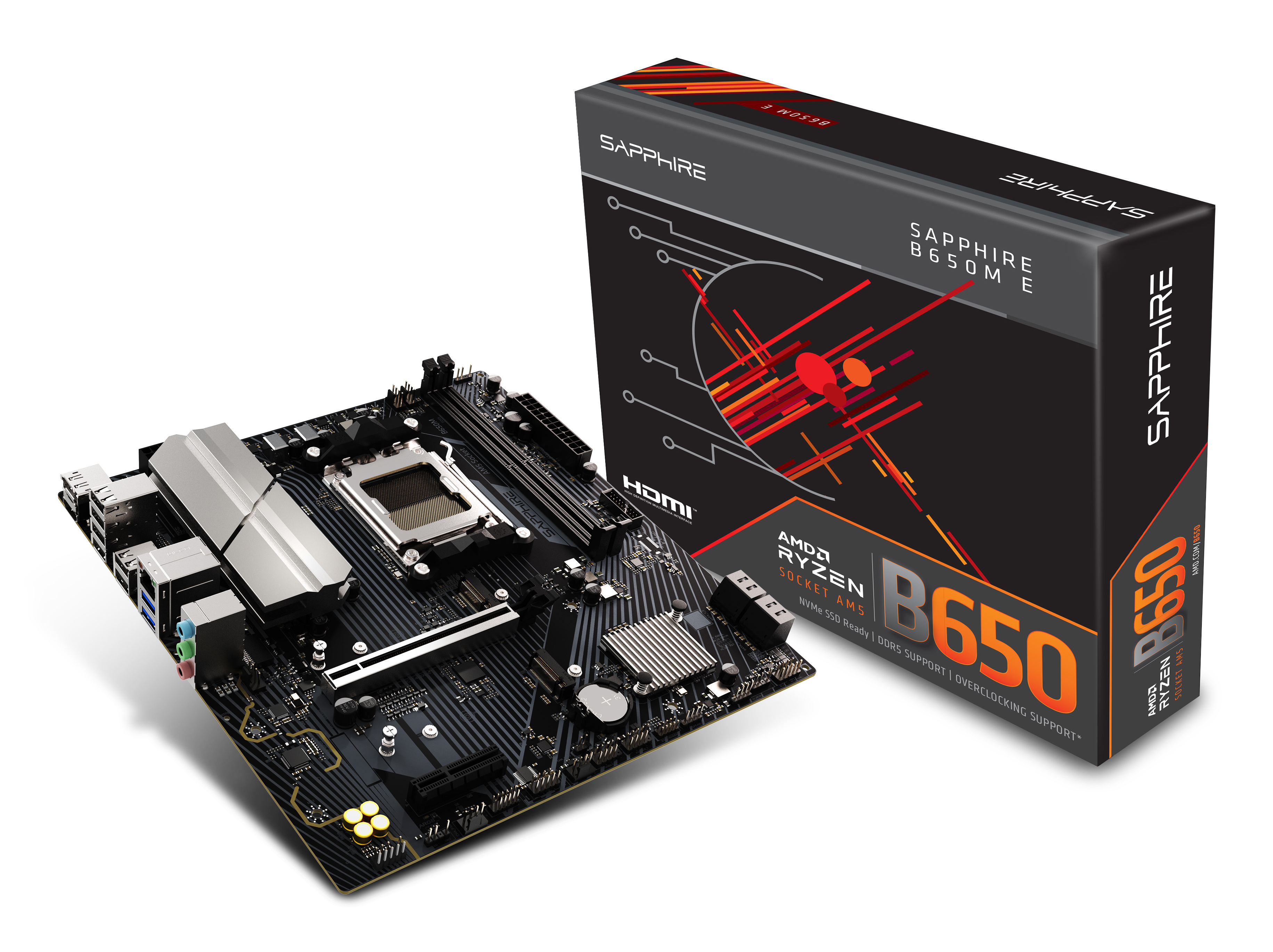 Sapphire B650M-E Mainboard Micro-ATX Sockel AM5 AMD B650 DDR5 Schwarz