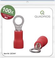 Quadrios 22C441 Ringkabelschuh Querschnitt (max.)=1.5 mm² Loch-Ø=4.3 mm Teilisoliert Rot 1 Set (22C441)