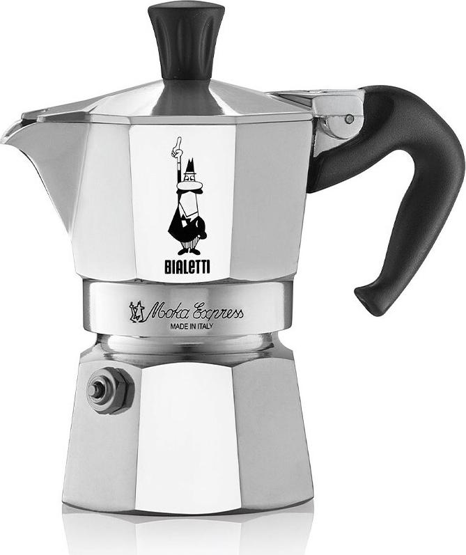Bialetti Moka Express Espressomaschine 2 Tassen Silber Schwarz