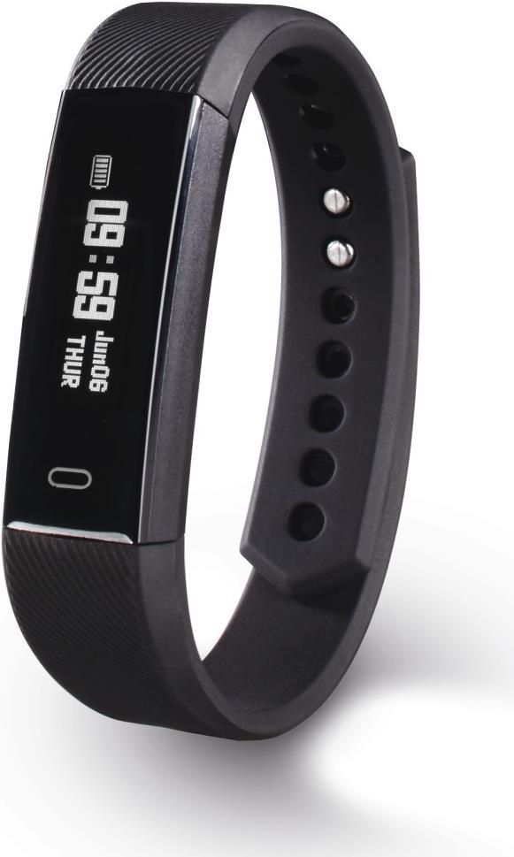 Hama Fit Track 4826,00cm (1900) Schwarz Aktivitätsmesser mit Armband schwarz Bandgröße bis zu 240 mm Anzeige 2,2 cm (0,86) einfarbig Bluetooth 19 g (00178600)  - Onlineshop JACOB Elektronik