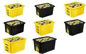 keeeper Aufbewahrungsbox karolina "Minions Mosaic", 30 Liter Dreh-/Stapelbox mit Deckel, aus PP, schwarz, mit - 1 Stück (1223880036100)