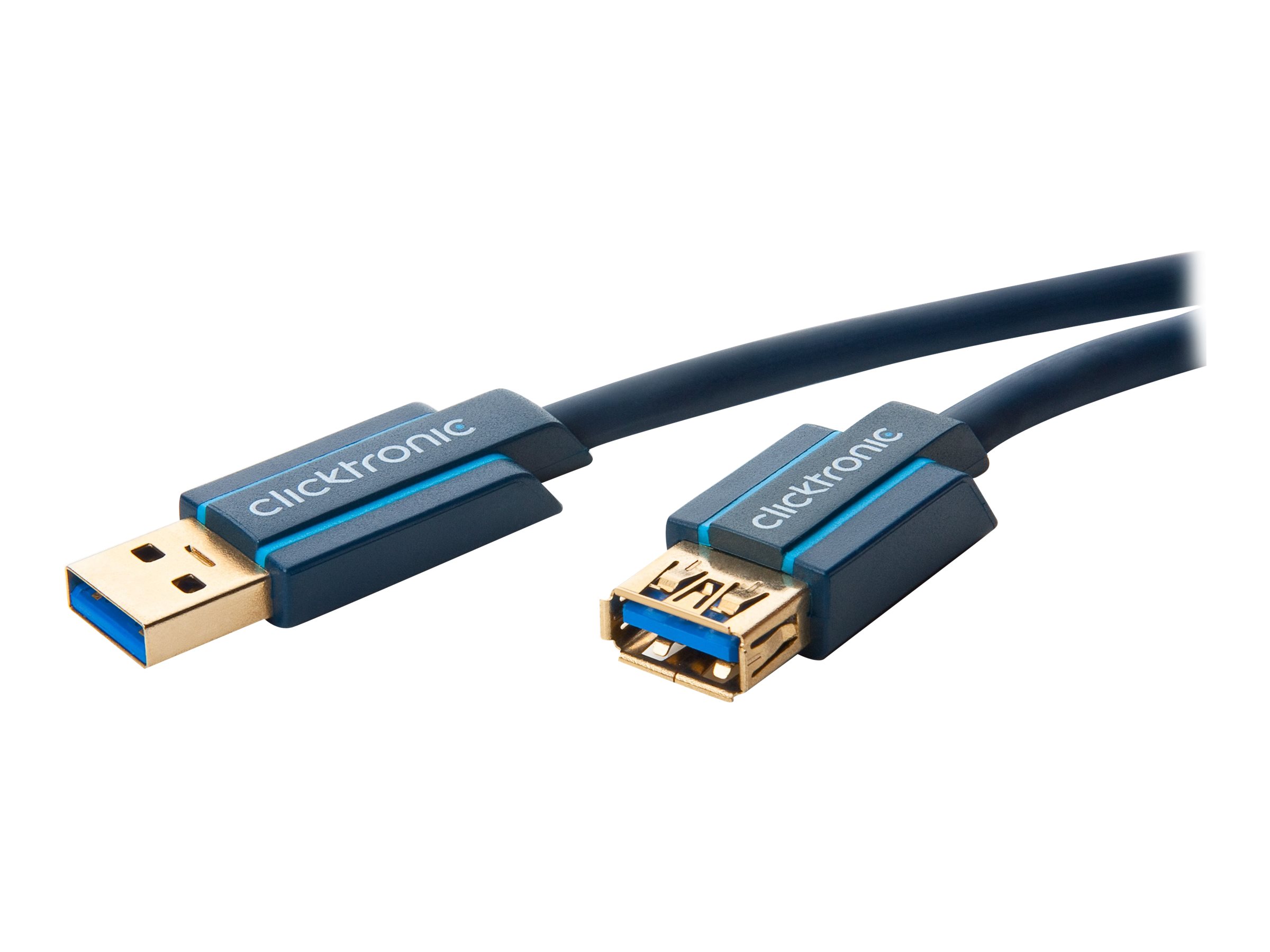 ClickTronic 70120 USB-Verlängerungskabel USB A auf USB A 3 m Blau