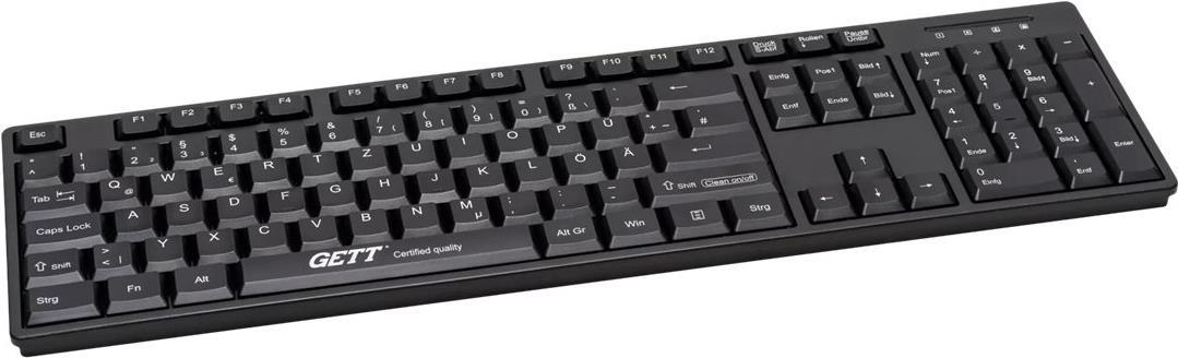GCQ CleanType Easy Basic Tastatur 105 Tasten USB US-Layout Schwarz
