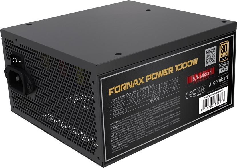 Gembird CCC-PSUGOLD-1000W Netzteil Fornax Power 1000W aktiv PFC 12cm Lüfter 80+Gold (CCC-PSUGOLD-1000W)
