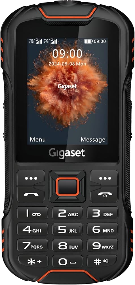 Gigaset GLX8 Plus Robustes 4G Tastenhandy IP68 Dual-SIM Schwarz-Orange