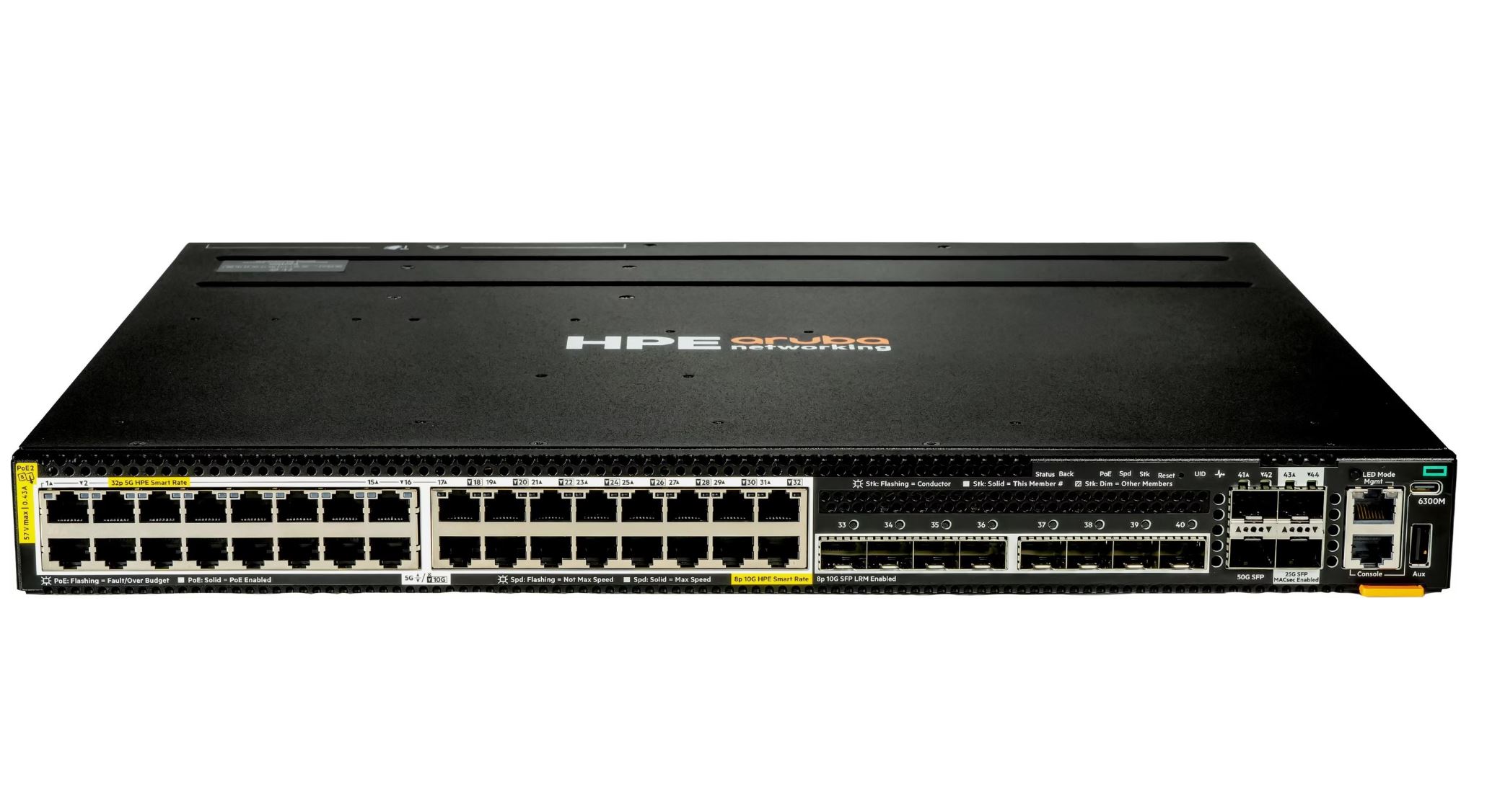 HPE Aruba Networking CX 6300M Switch 32x Smart Rate 5G PoE++ CL8 8x 10G SFP+ Rackmount