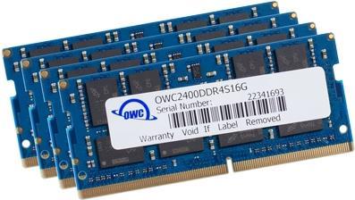 OWC 64.0GB (4x 16GB) 2400MHz DDR4 PC4-19200 SO-DIMM 260 Pin CL17 Memory Upg. Kit for Mac mini (Late 2018), 27 and 21 (OWC2400DDR4S64S)