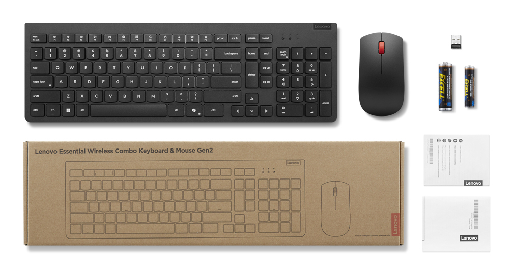 Lenovo Essential Wireless Combo Gen 2 Tastatur- und Maus-Set 2,4 GHz QWERTZ Deutsch Schwarz