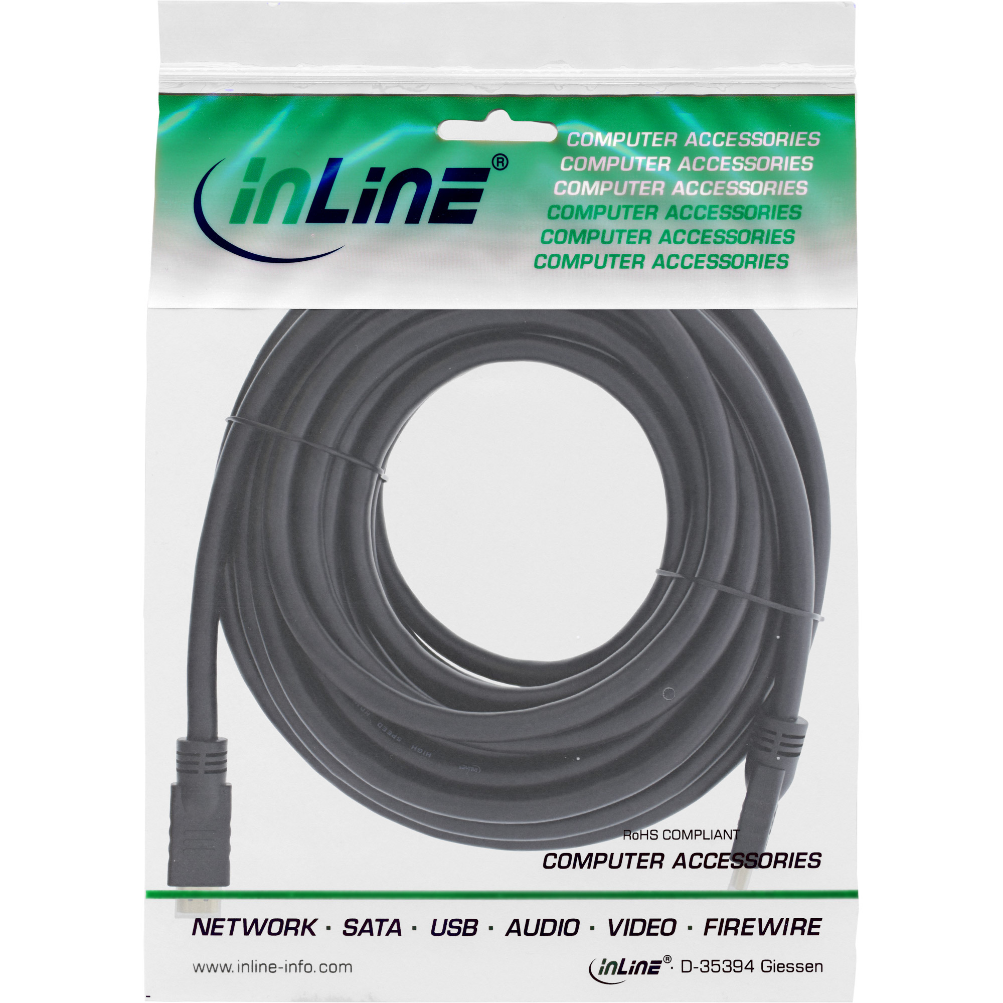 InLine High Speed HDMI-Kabel mit Ethernet, Premium, Stecker/Stecker, 10 m, Schwarz