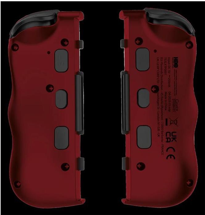 Lexip Game of Thrones Targaryen Red Edition Kabelloses Bluetooth-Gamepad Nintendo Switch, Nintendo Switch OLED Schwarz, Rot